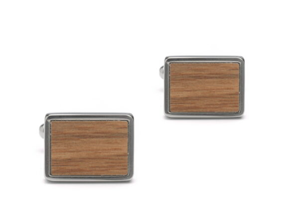 Abrazi Manchetknopen hout rechthoek cognac
