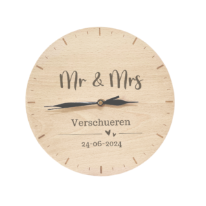 Houten Klok Mr&Mrs