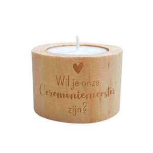 Waxinelichthouder rond M wil jij onze ceremoniemeester zijn?