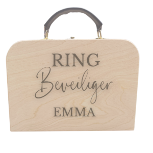 Gepersonaliseerd houten ring beveiliger koffertje