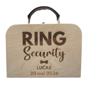 Gepersonaliseerd houten ringsecurity koffertje
