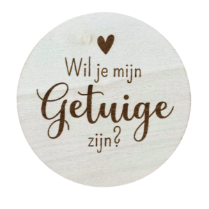 Wil jij mijn getuige zijn?" Onderzetter – Uniek cadeau voor je getuige met hartje