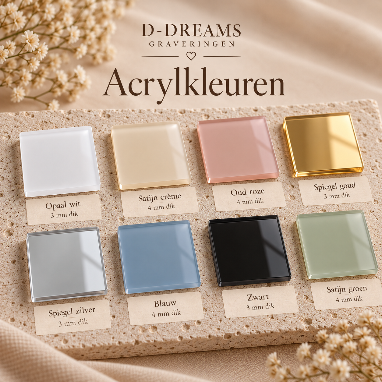 Gepersonaliseerde naamkaartjes bruiloft – Acryl in 8 kleuren - Afbeelding 4